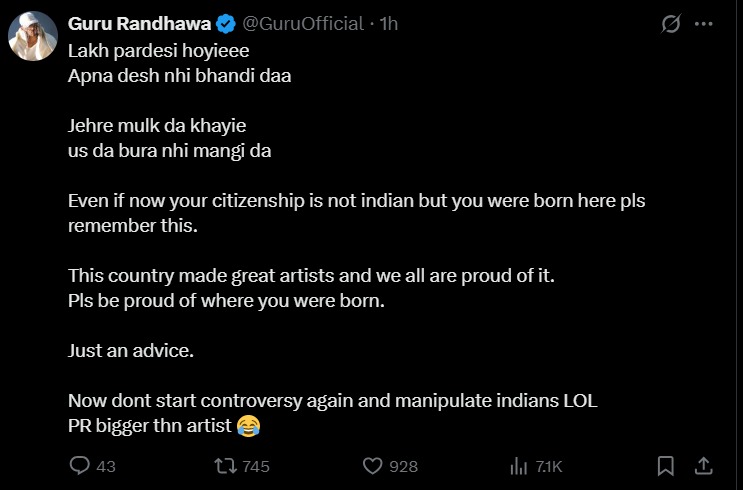 guru randhawa on diljit