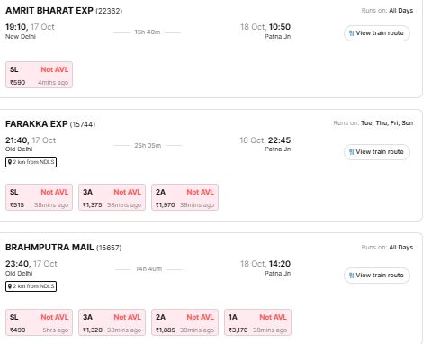 DELHI TO PATNA 17 OCTOBER 4