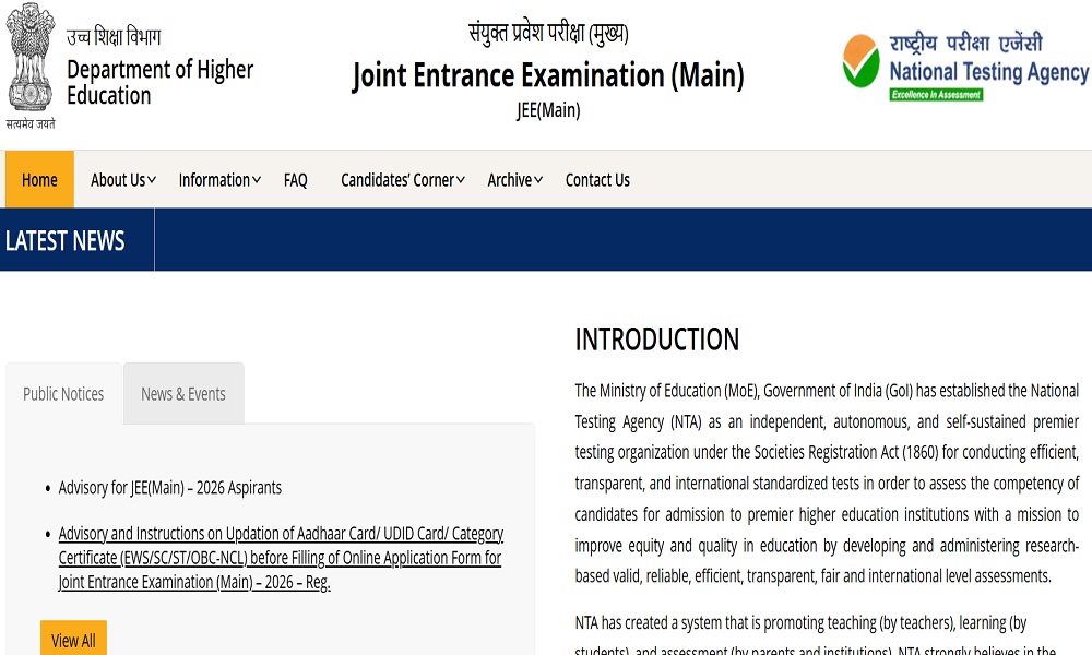 JEE Mains Registration 2026