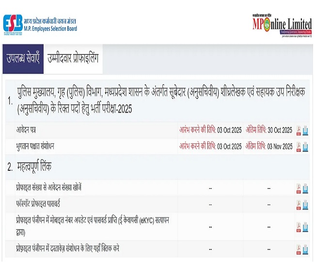 MP Police Vacancy 2025
