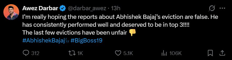 Awez on Abhishek Bajaj Eviction