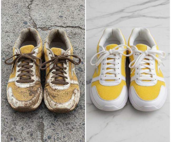 remove yellow stains from white shoes