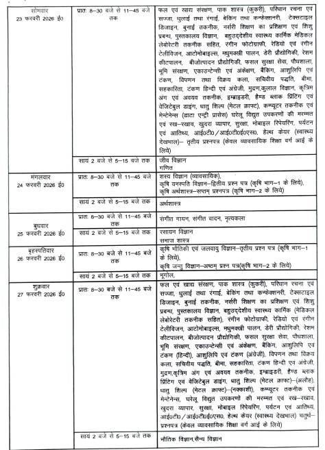 up board 12th date sheet