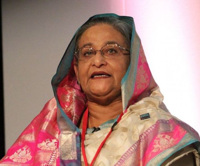 Sheikh Hasina in Jamdani saree