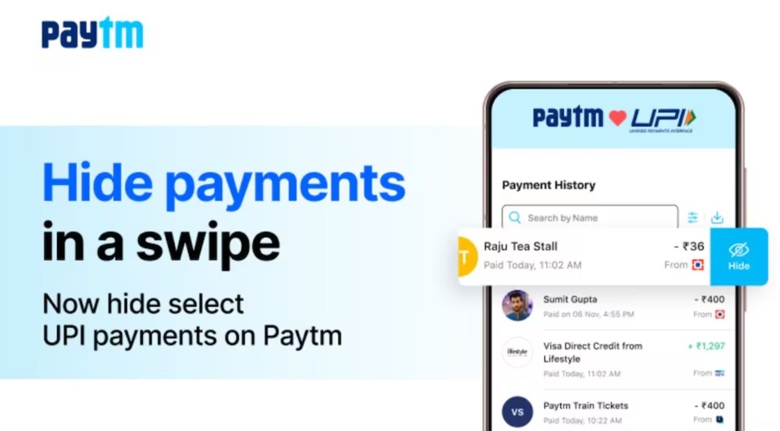 paytm Hide payments