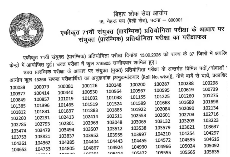 bpsc 71 result 2025