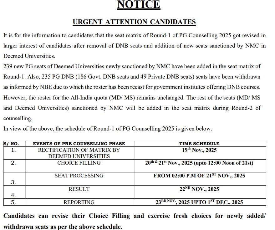 NEET PG Counselling 2025 notice