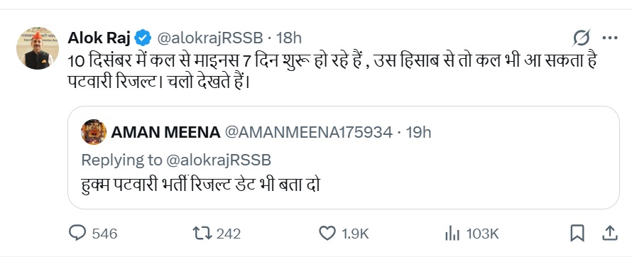 Rajasthan Patwari Result