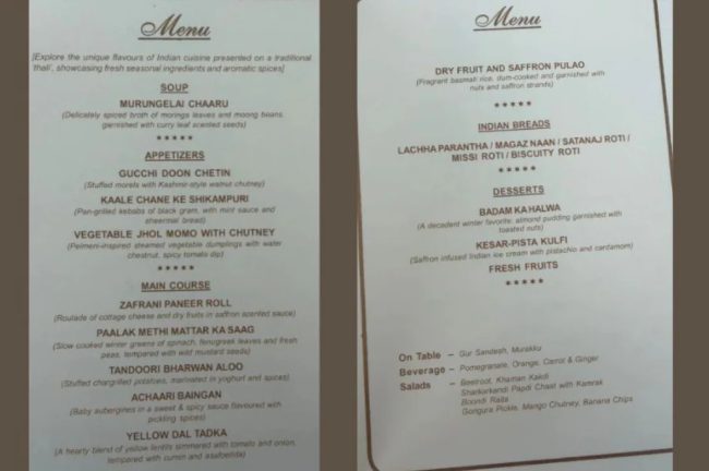 putin dinner menu