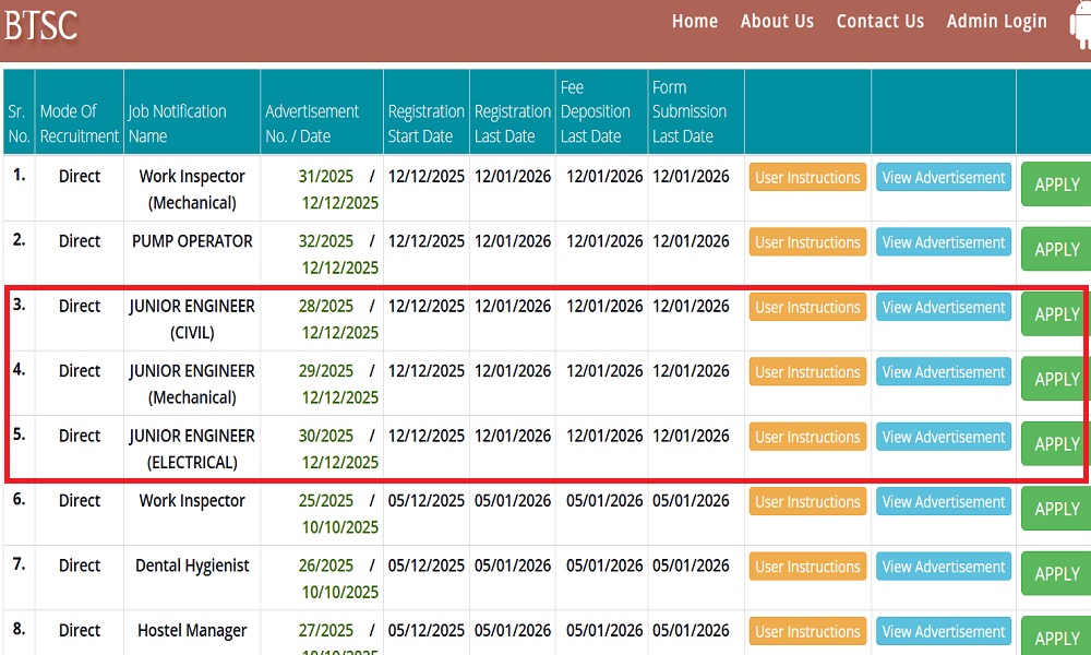 Bihar JE Vacancy 2025 notice