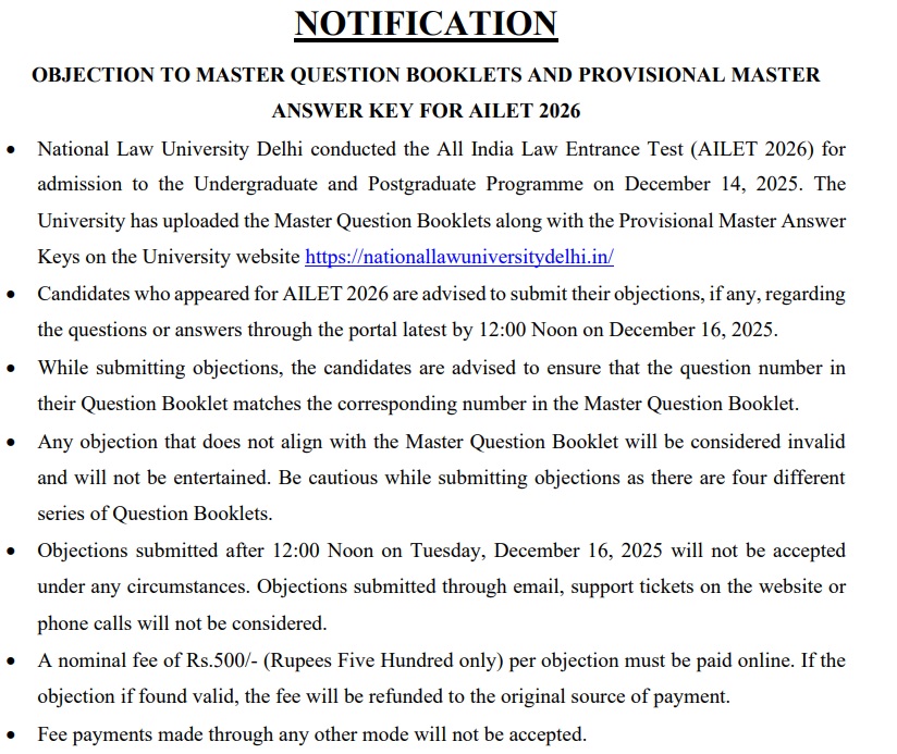 AILET Answer Key 2026 pdf