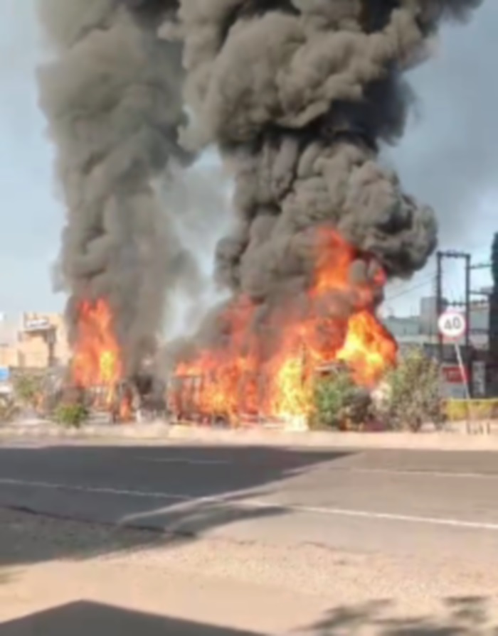 fire in 2 trucks 2155