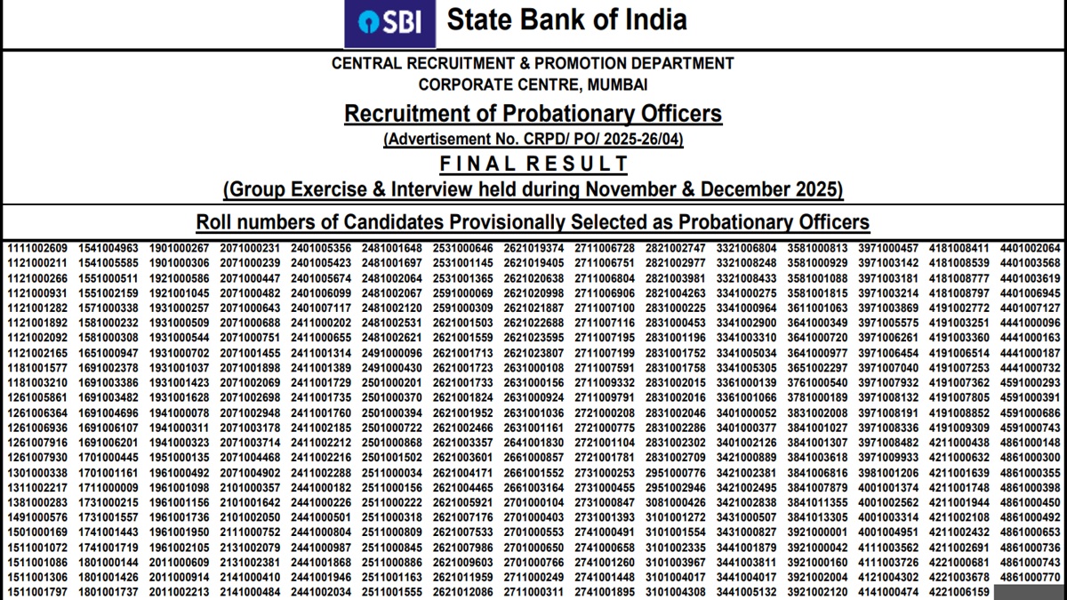 sbi po result 