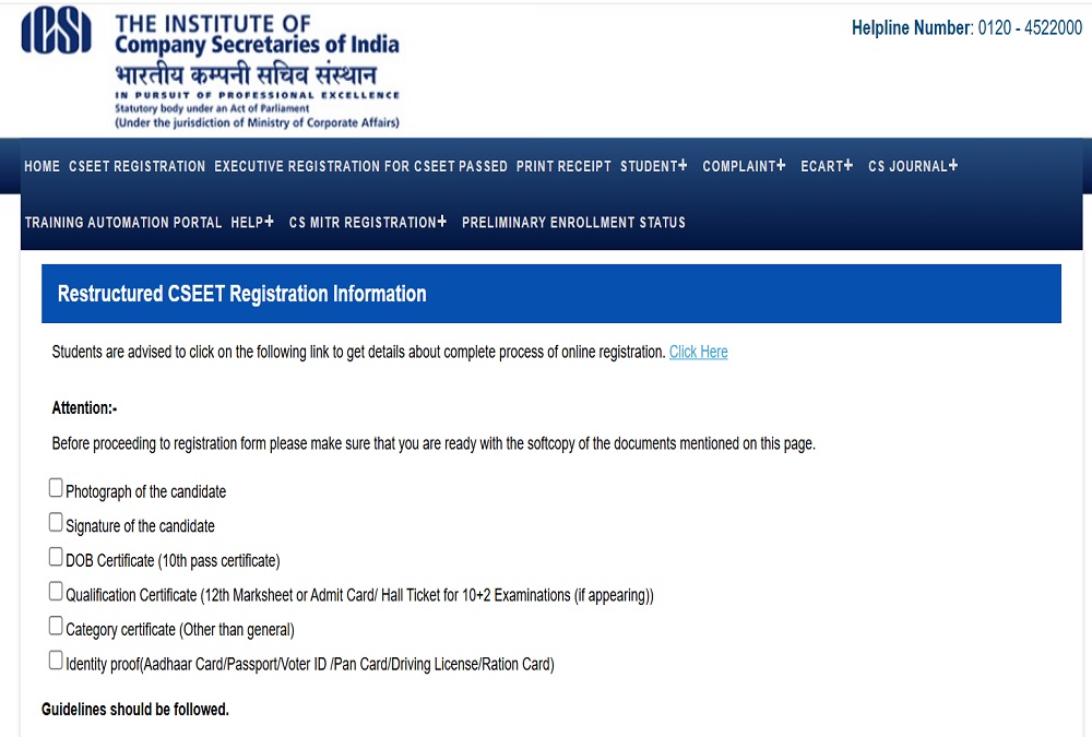 ICSI CSEET Registration