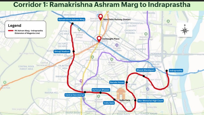 delhi metro new route n