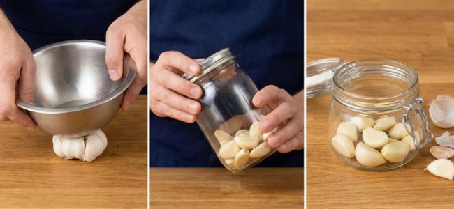 How to peel garlic without using a knife