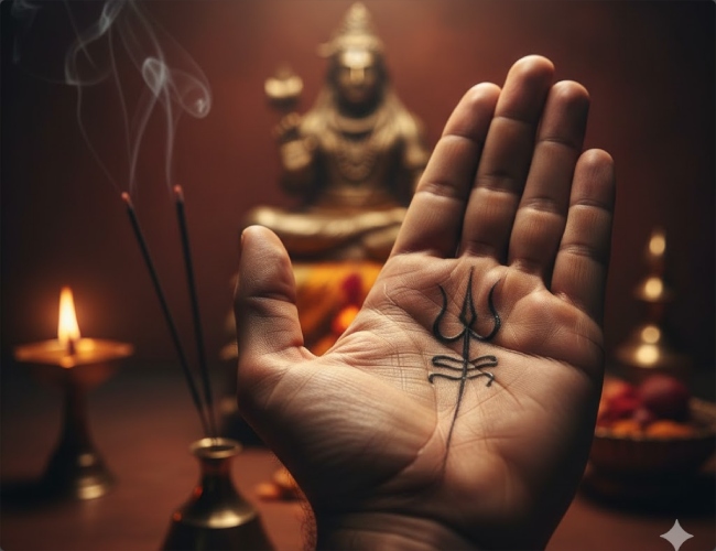 trishul sign on palm