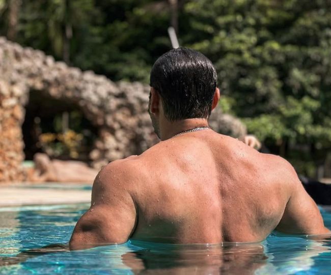 Swimming pool facility at Panvel farmhouse