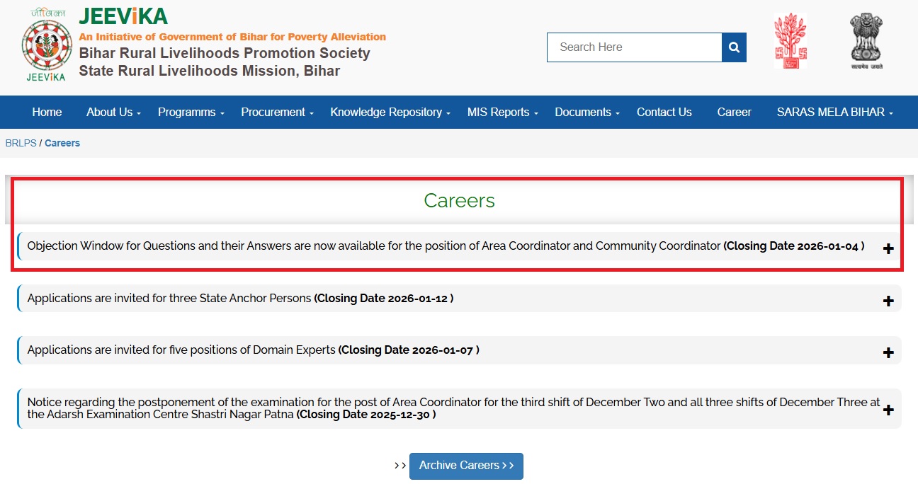 Bihar JEEVIKA Answer Key