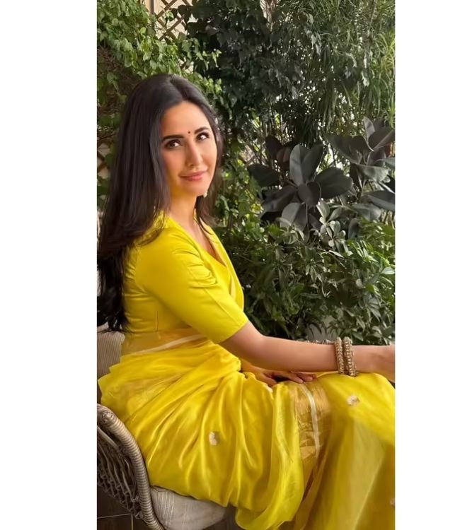 Katrina Yellow Saree Look