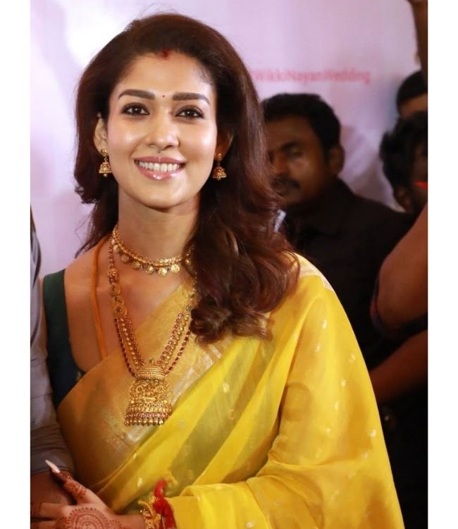Nayantara Yellow Saree Look