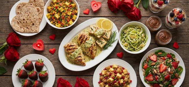 Home cooked healthy Valentines meal