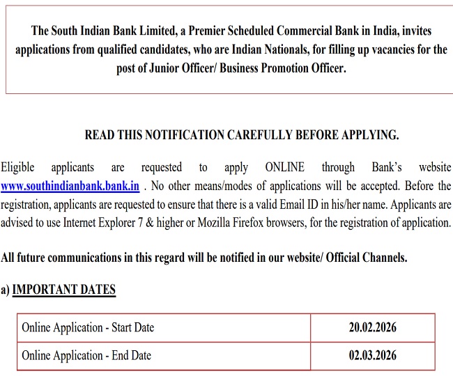South Indian Bank Recruitment