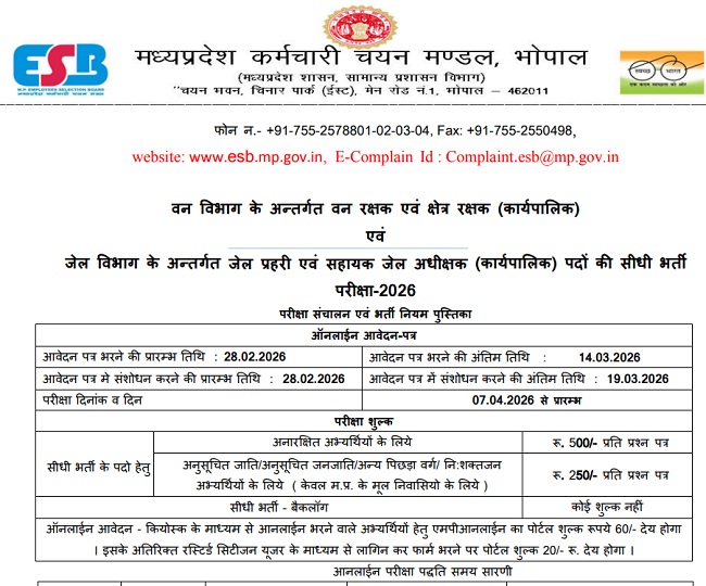 MPESB Recruitment 2026 notification