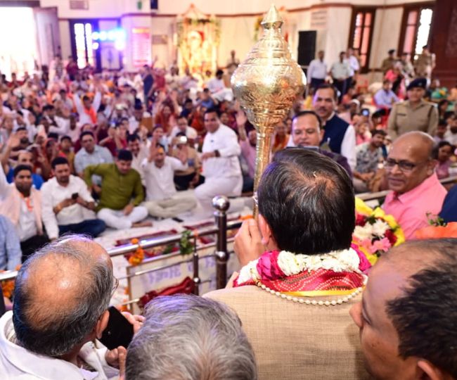 CM Dhami in Hanuman Dham at Ramanagar