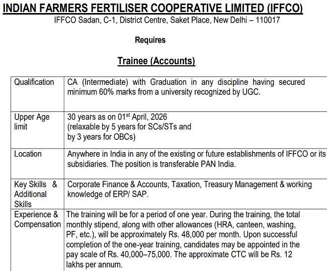 IFFCO Recruitment 2026 notification