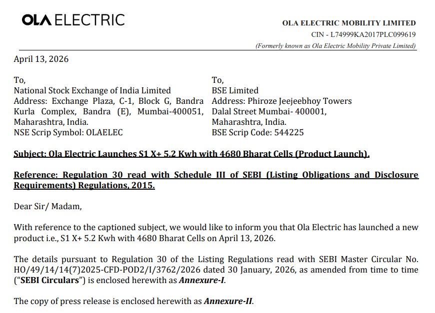 Ola Electric Launches S1 X+ 5.2 Kwh with 4680 Bharat Cells