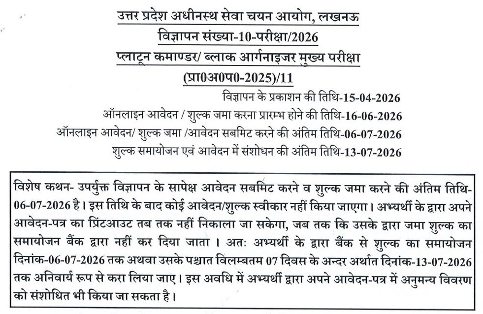 UPSSSC Recruitment 2026 notification