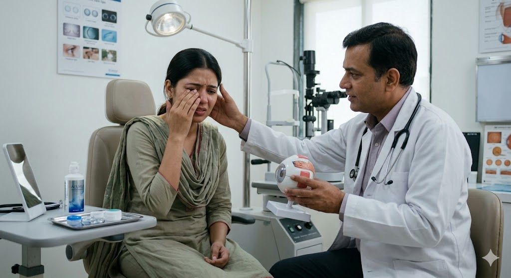 Contact lens eye pain