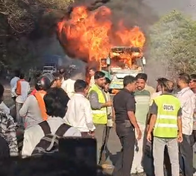 dewas fire in bus 2155