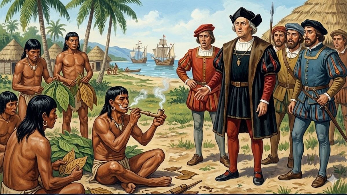Columbus discovers people smoking