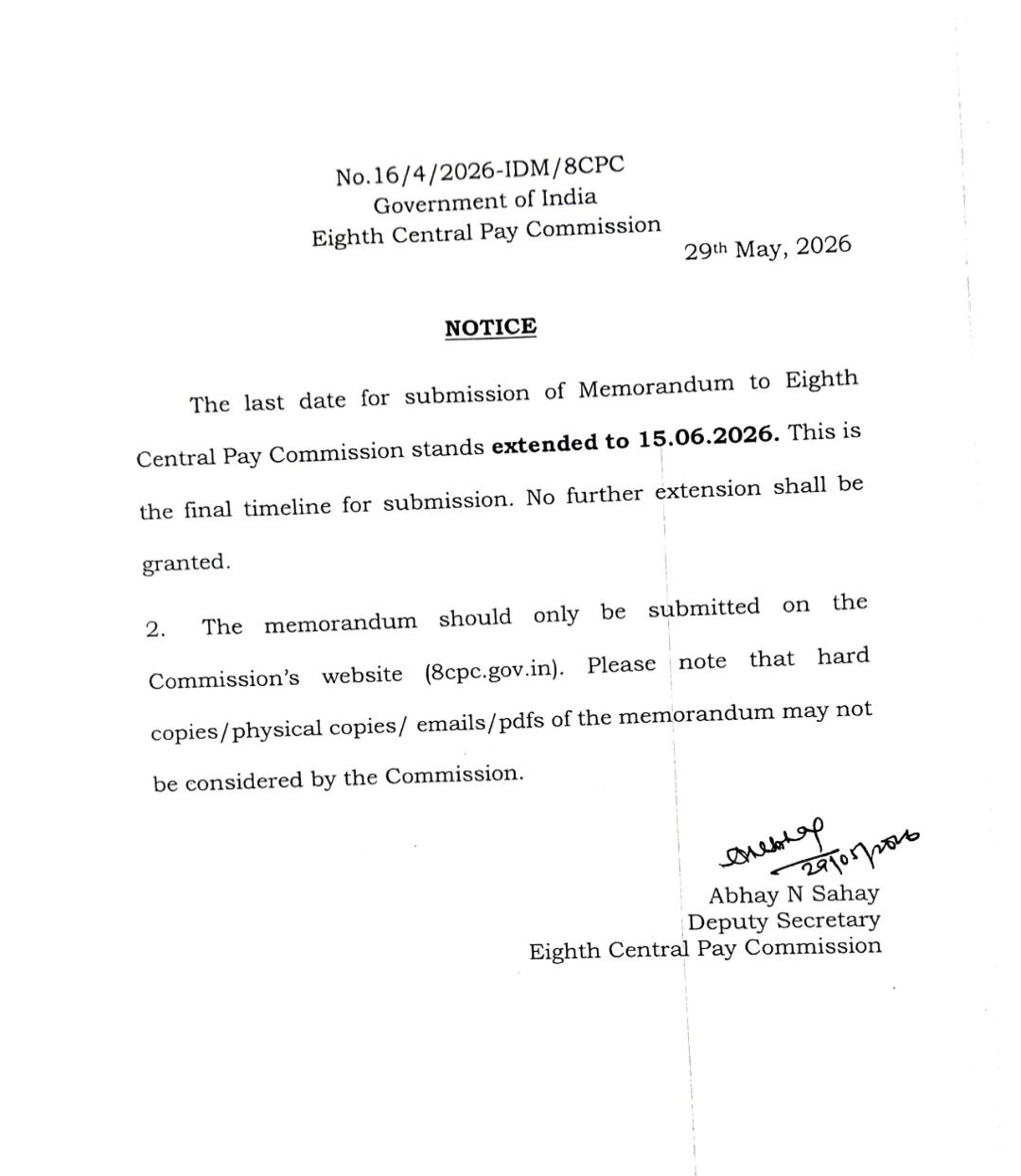 8th Pay Commission Extended