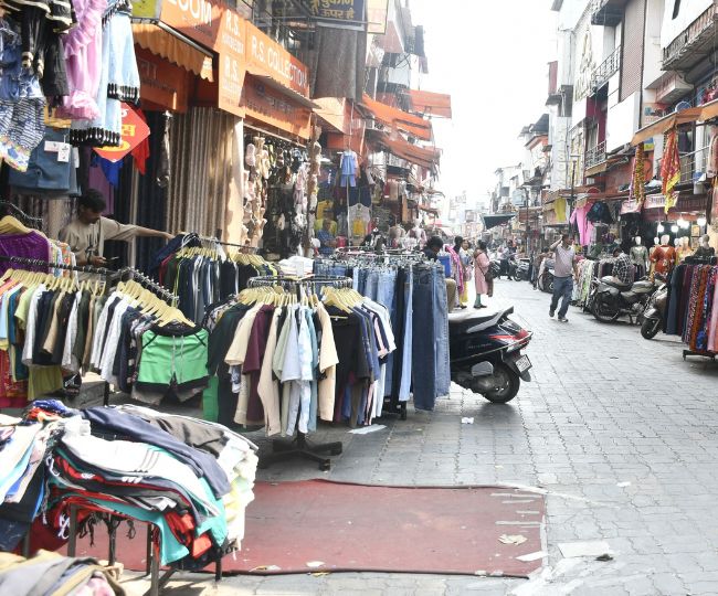 Encroachment on the footpath Paltan Bazar