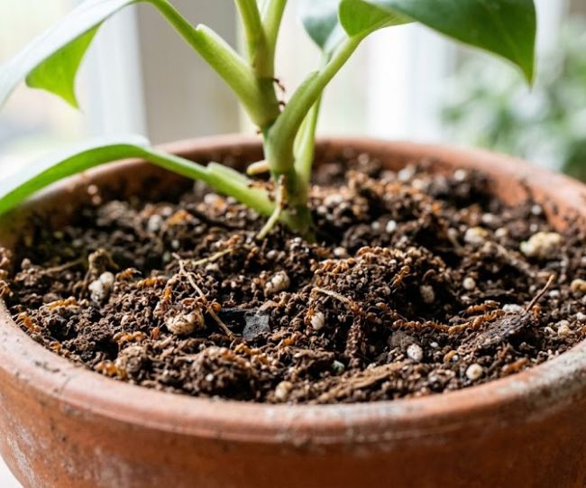 get rid of ants in plant roots