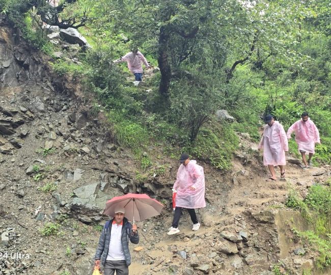 pilgrims forced through forest trail