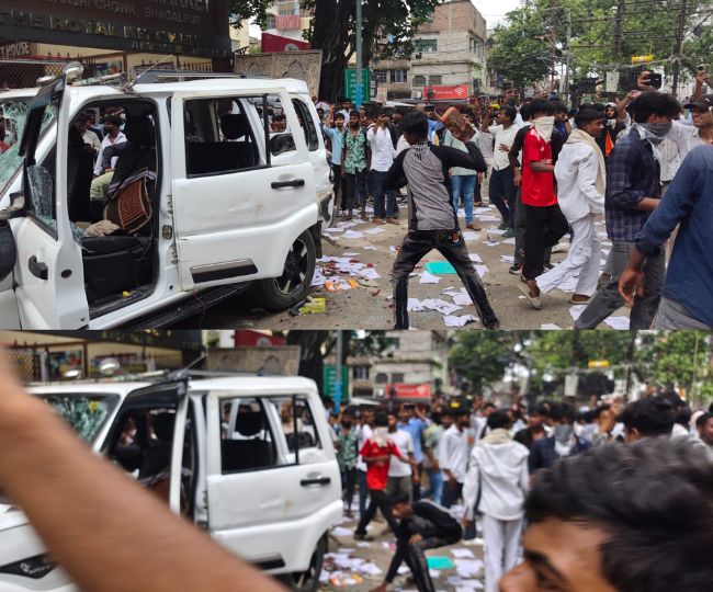 bhagalpur neet protest bihar bandh turns violent vehicles damaged (2)