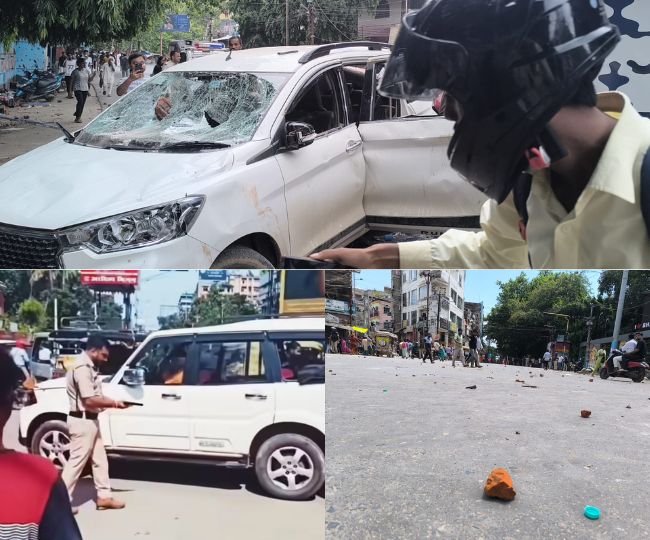 bhagalpur neet protest bihar bandh turns violent vehicles damaged (3)