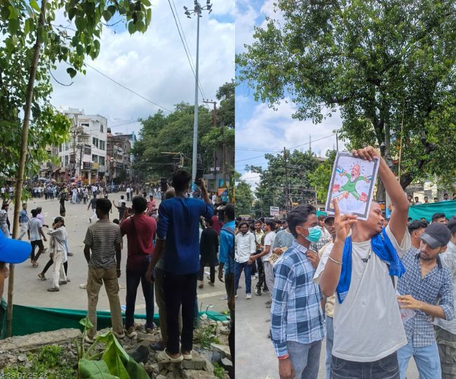 bhagalpur neet protest bihar bandh turns violent vehicles damaged (7)