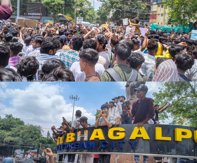 bhagalpur neet protest bihar bandh turns violent vehicles damaged (9)
