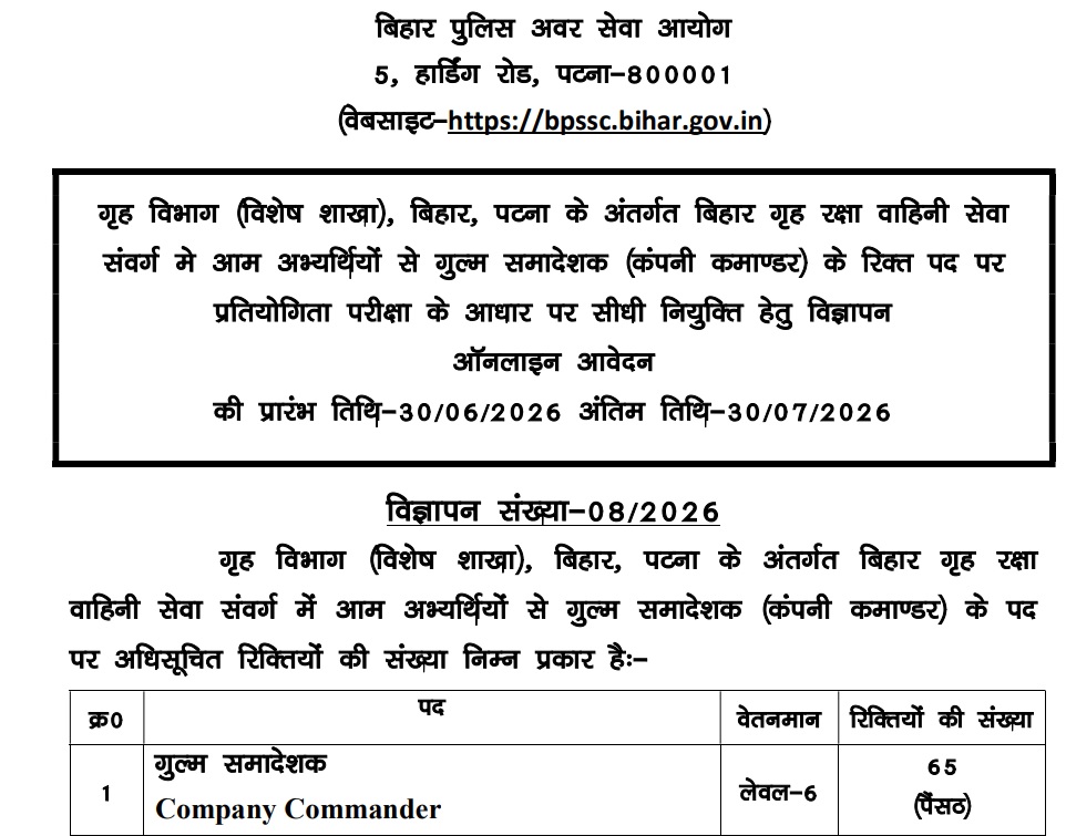 Bihar Police Bharti 2026 notice