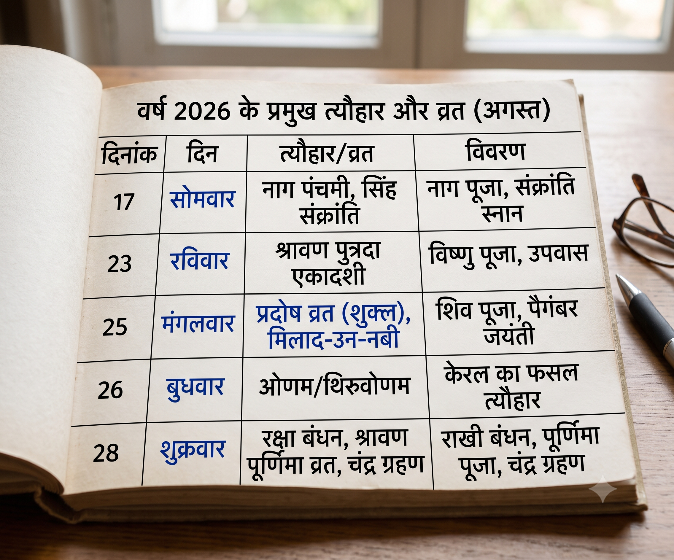 teej tyohar august 2026