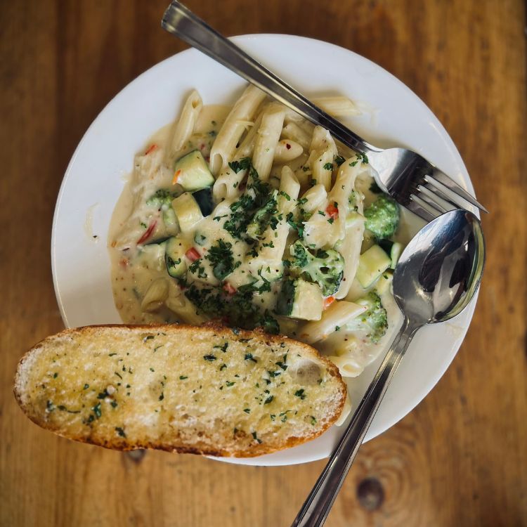 pasta and bread
